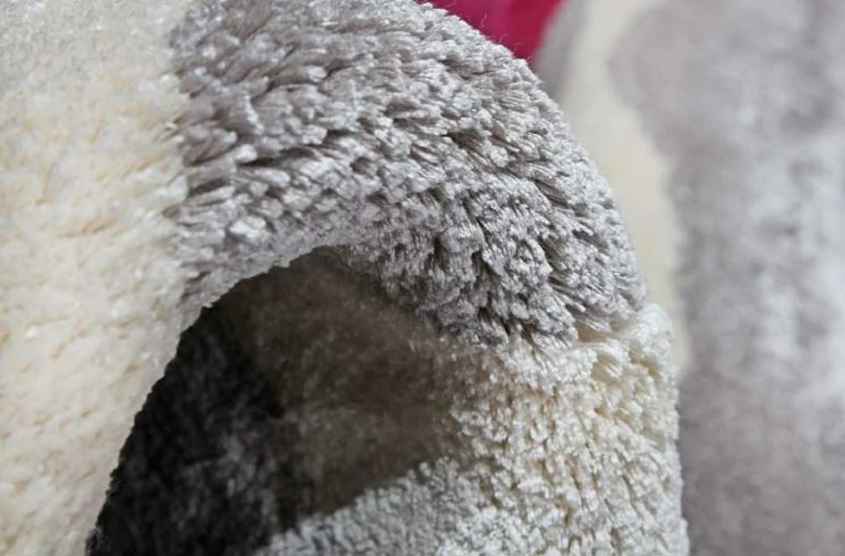 Casa Padrino alfombra de viscosa de lujo con diseño de cebra gris / crema / rojo 160 x 230 cm - Alfombra de salón - Alfombra moderna de dormitorio - Interior de lujo - Calidad de lujo