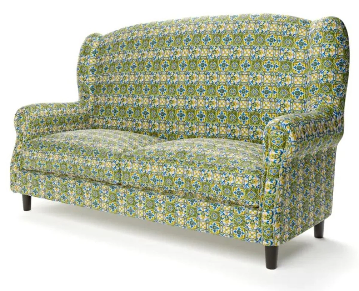 Casa Padrino sof¨¢ de terciopelo de lujo verde / multicolor / negro / lat¨®n 155 x 93 x A. 101 cm - Sof¨¢ de sal¨®n - Sof¨¢ de hotel - Muebles de sal¨®n - Muebles de hotel - Muebles de lujo