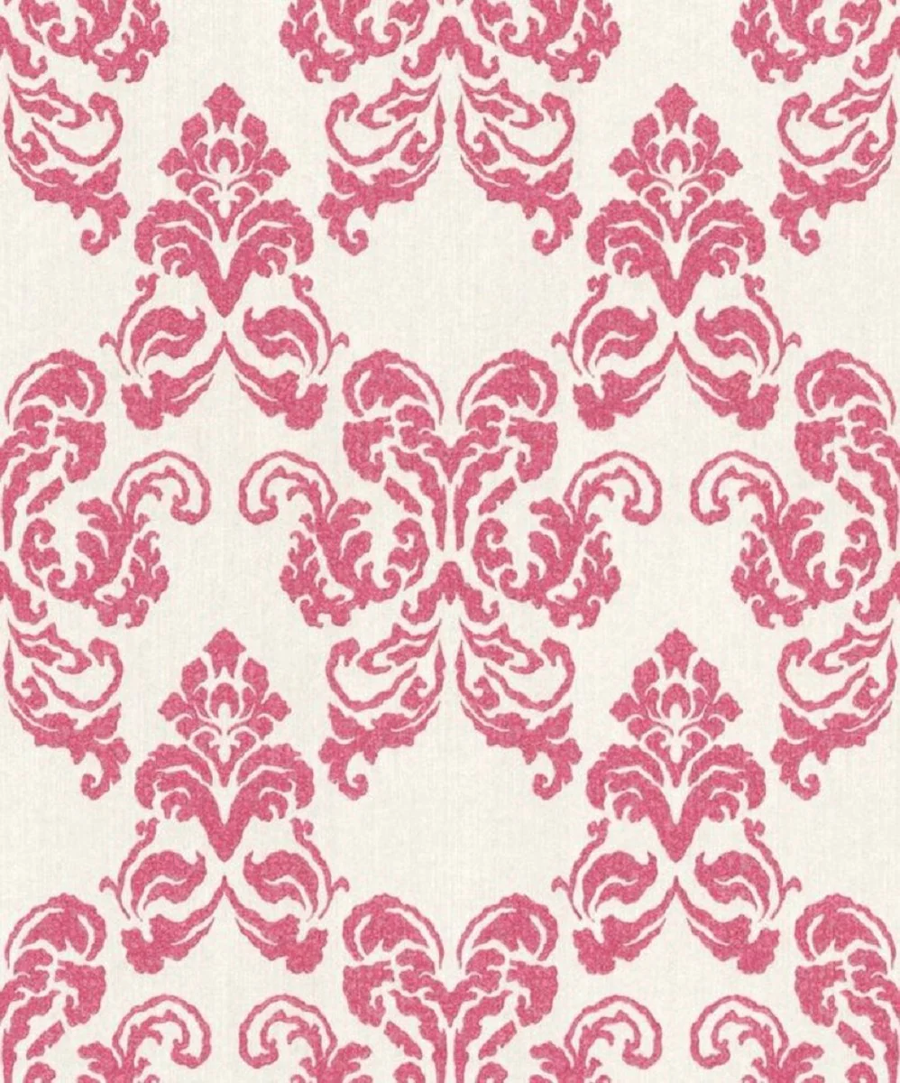 Casa Padrino papel pintado textil barroco blanco / rojo 10,05 x 0,53 m - Accesorios de Decoración en Estilo Barroco