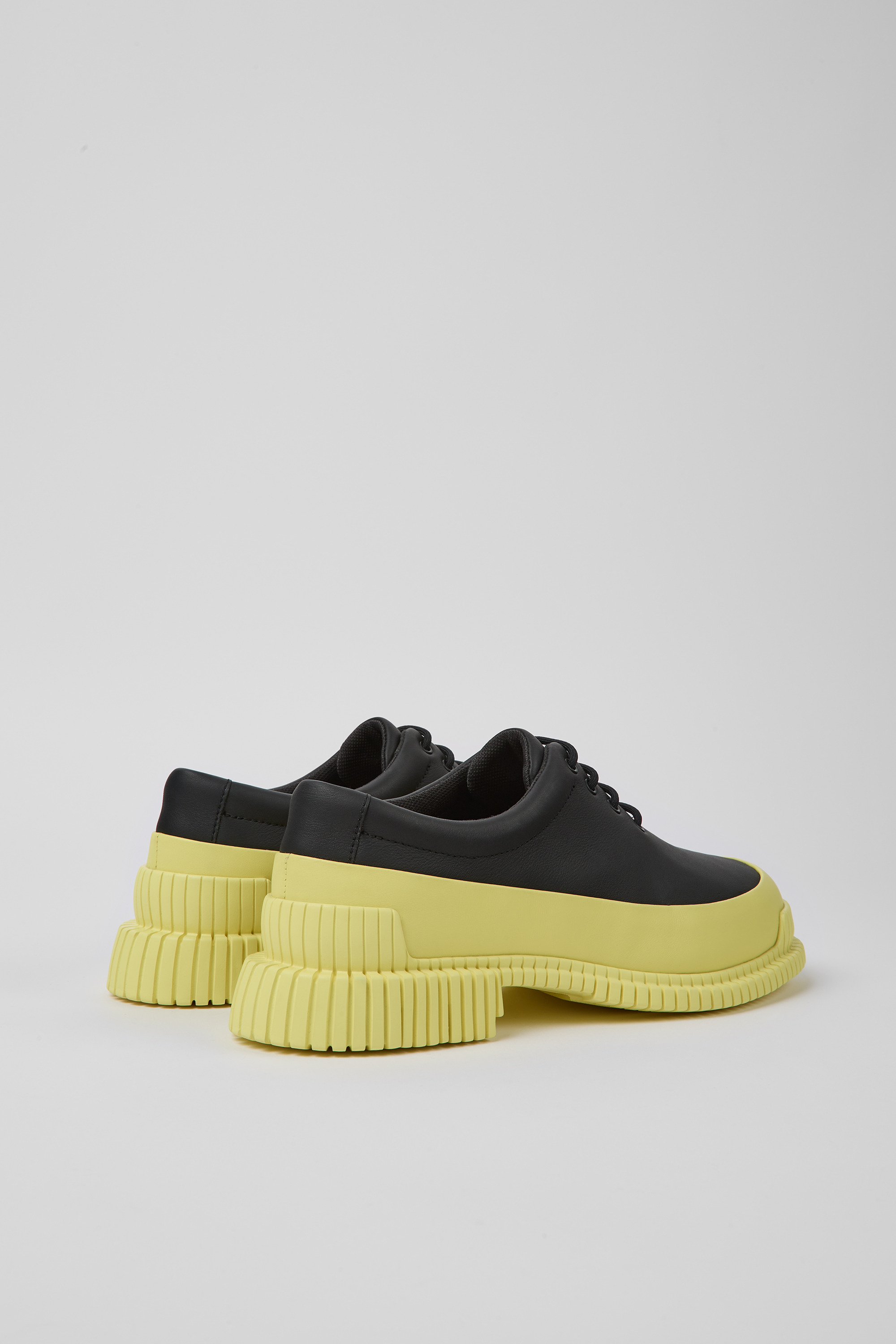 Pix - Black and yellow leather lace-up shoes for women