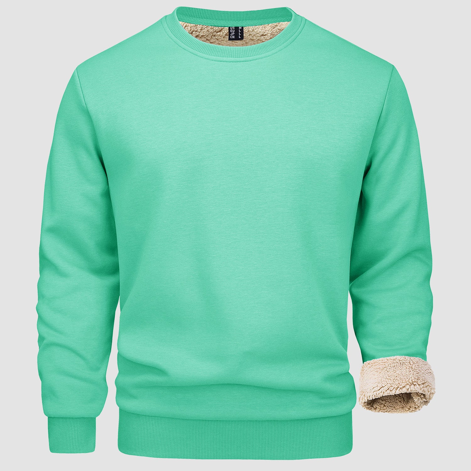 Men's Fleece Lined Sweatshirts Pullover Basic Tops Warm Crewneck Winter Sweater Underwear