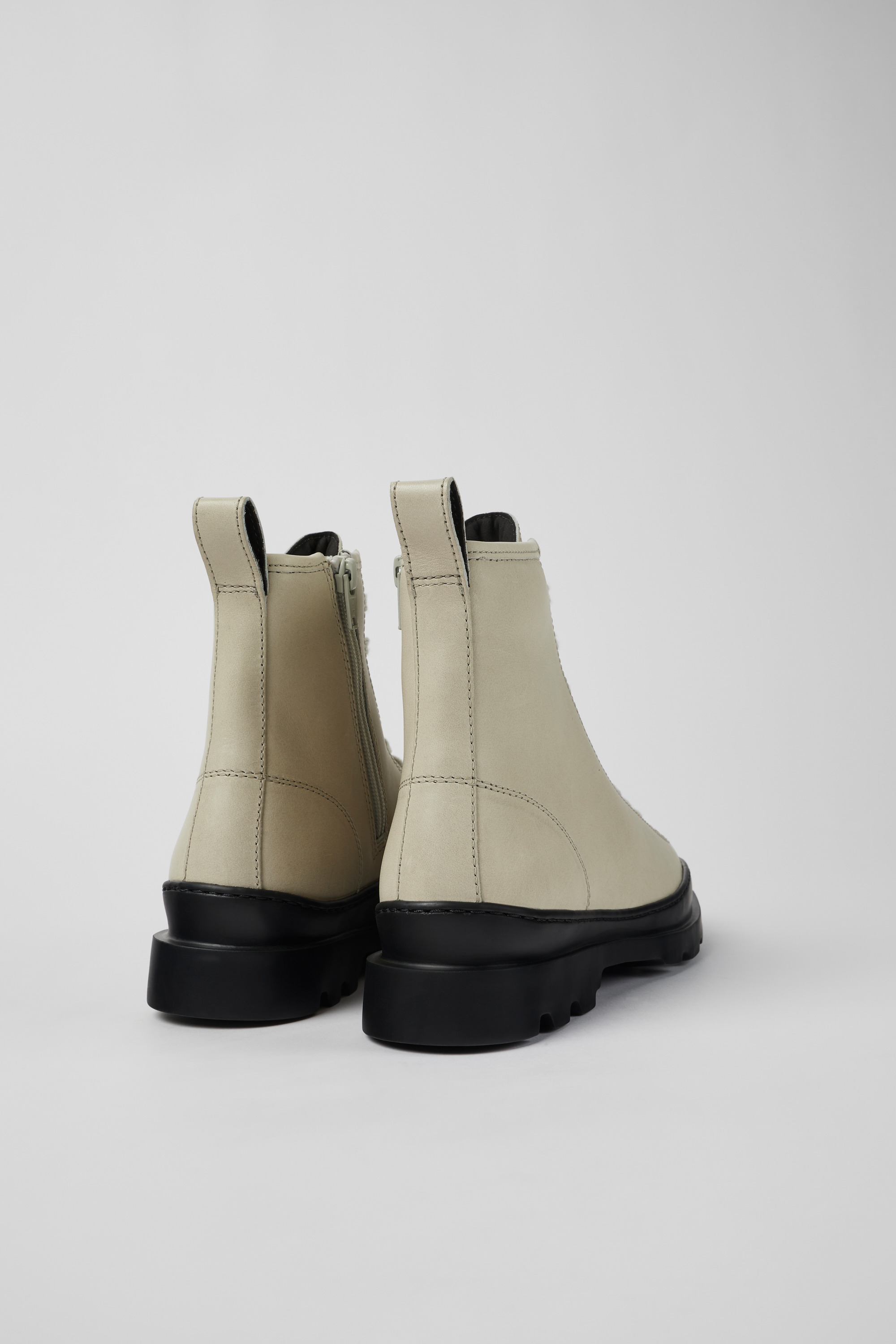 Brutus - Gray leather lace-up boots for women