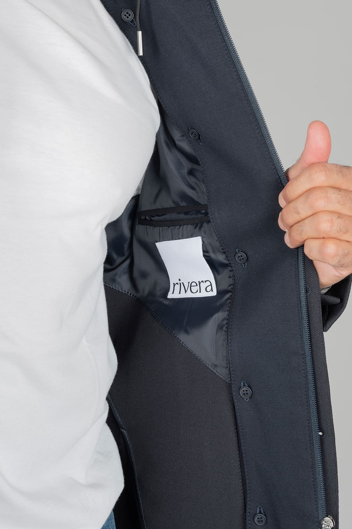 Rivera-spain Americana azul marino capucha