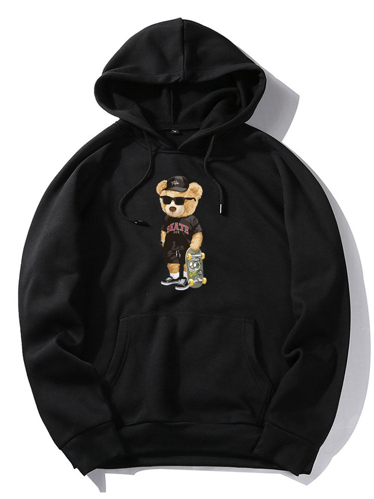 Skate Bear Print Hoodie