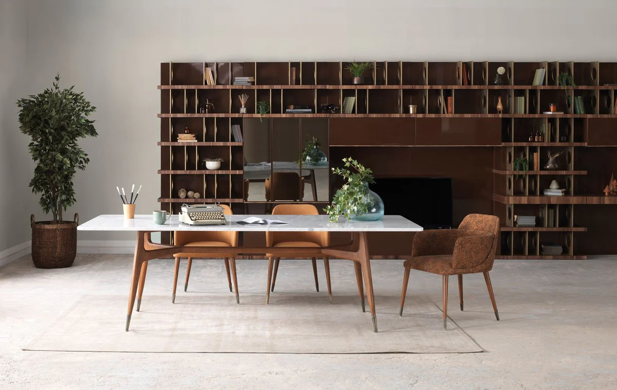 Casa Padrino armario de TV de lujo marr¨®n oscuro / marr¨®n / lat¨®n 576 x 60 x A. 224 cm - Armario de sal¨®n enorme de madera maciza - Muebles de sal¨®n - Muebles de hotel - Muebles de lujo