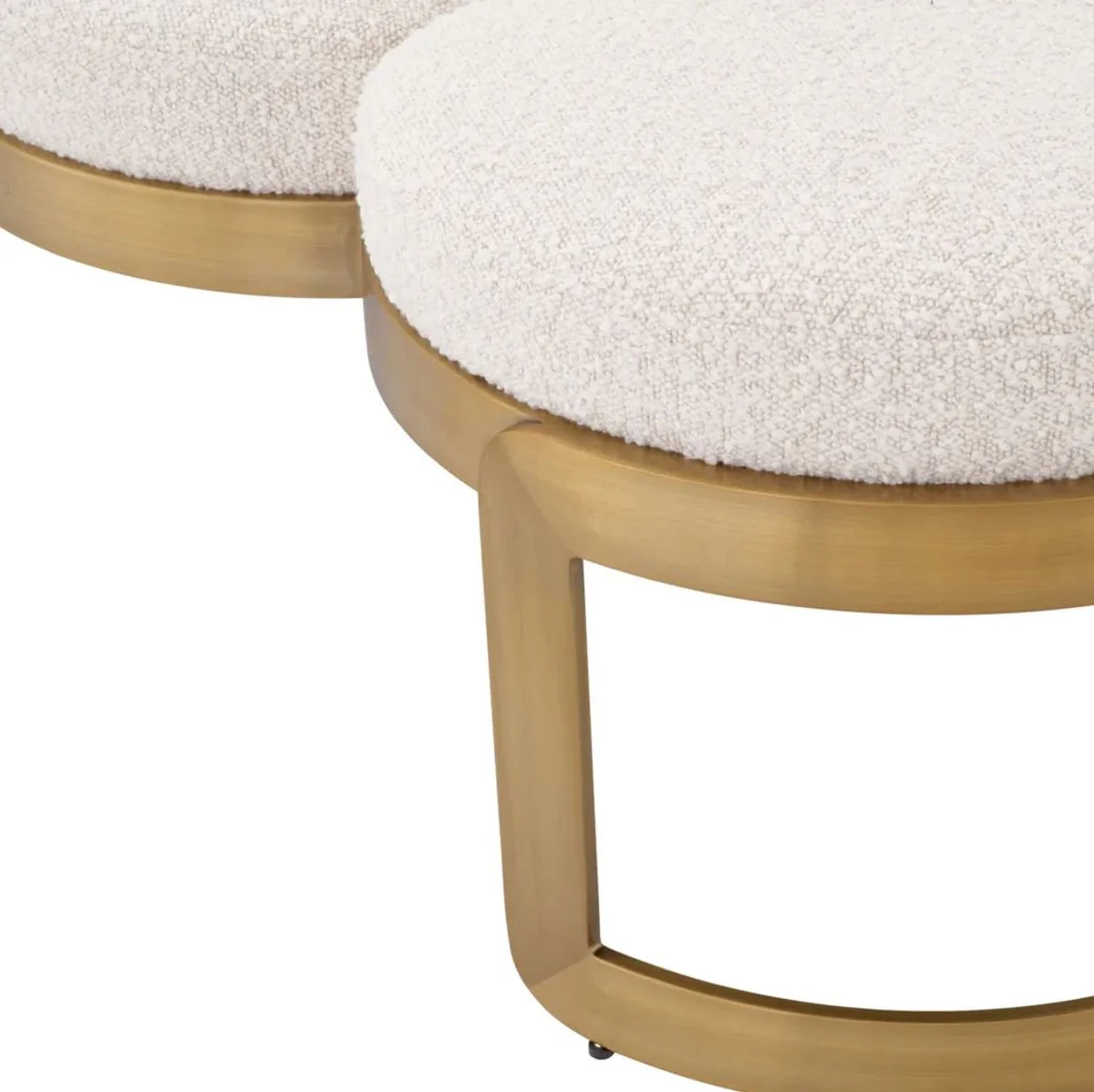 Casa Padrino banco de lujo crema / lat¨®n 160 x 50 x A. 40 cm - Banco tapizado de acero inoxidable - Muebles de sal¨®n - Muebles de hotel - Calidad de lujo