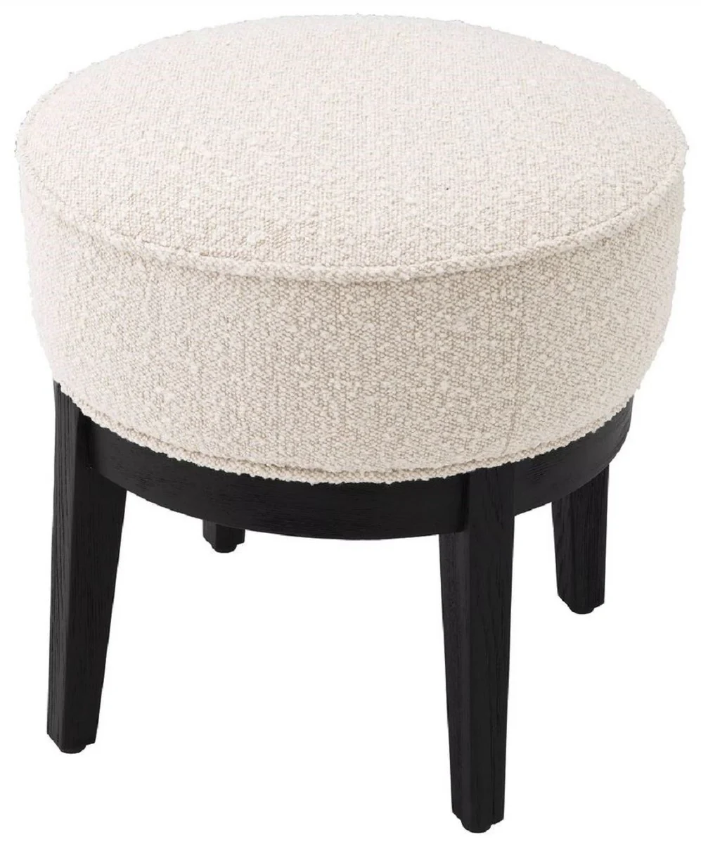 Casa Padrino taburete de lujo crema / negro ? 45,5 x A. 47 cm - Taburete de sal¨®n redondo - Taburete redondo moderno - Muebles de Lujo