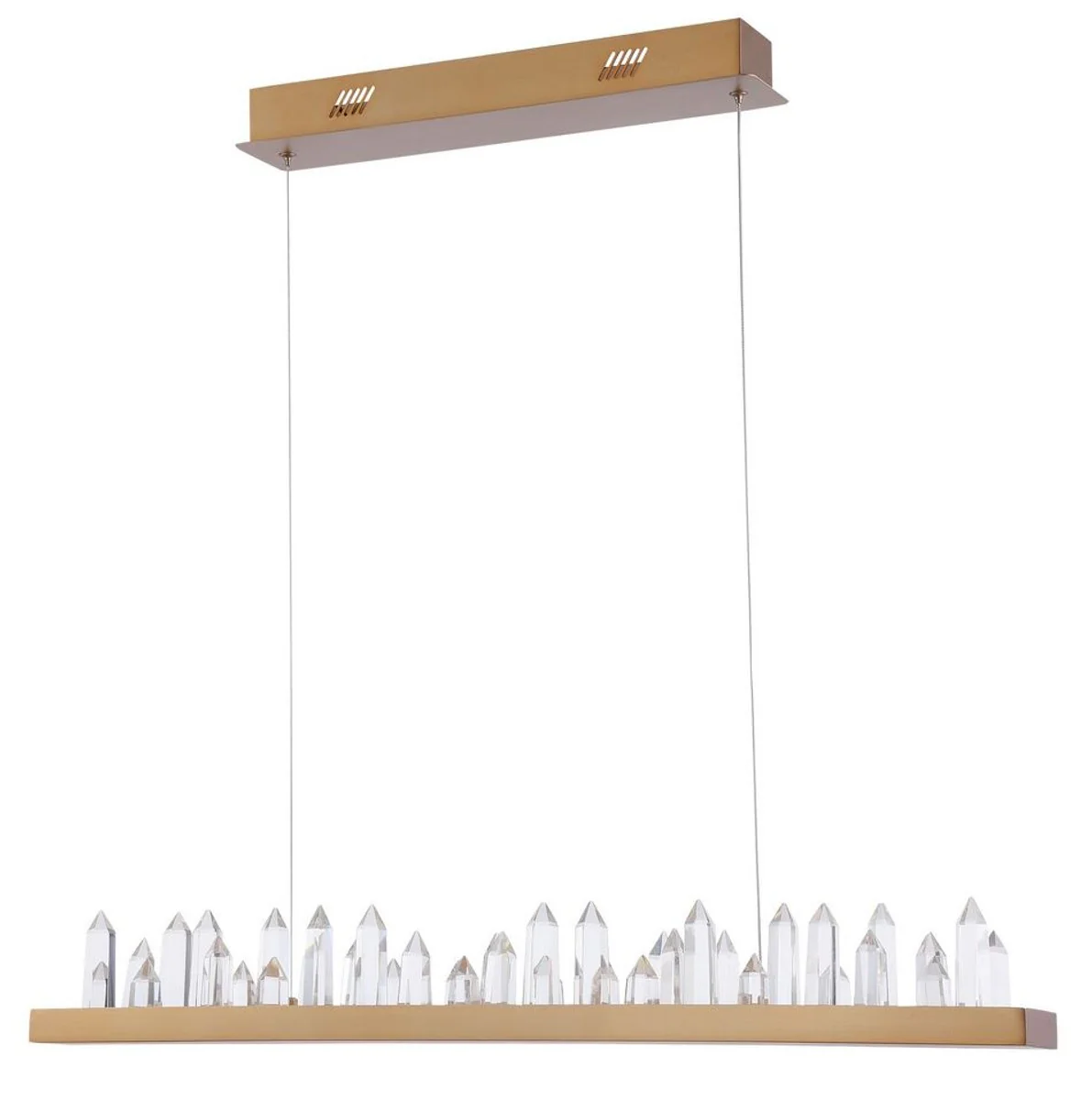 Casa Padrino LED pendant lamp with brass colored metal frame and crystal jagged 80 x 9 x H. 10.4 cm - Living Room Furniture