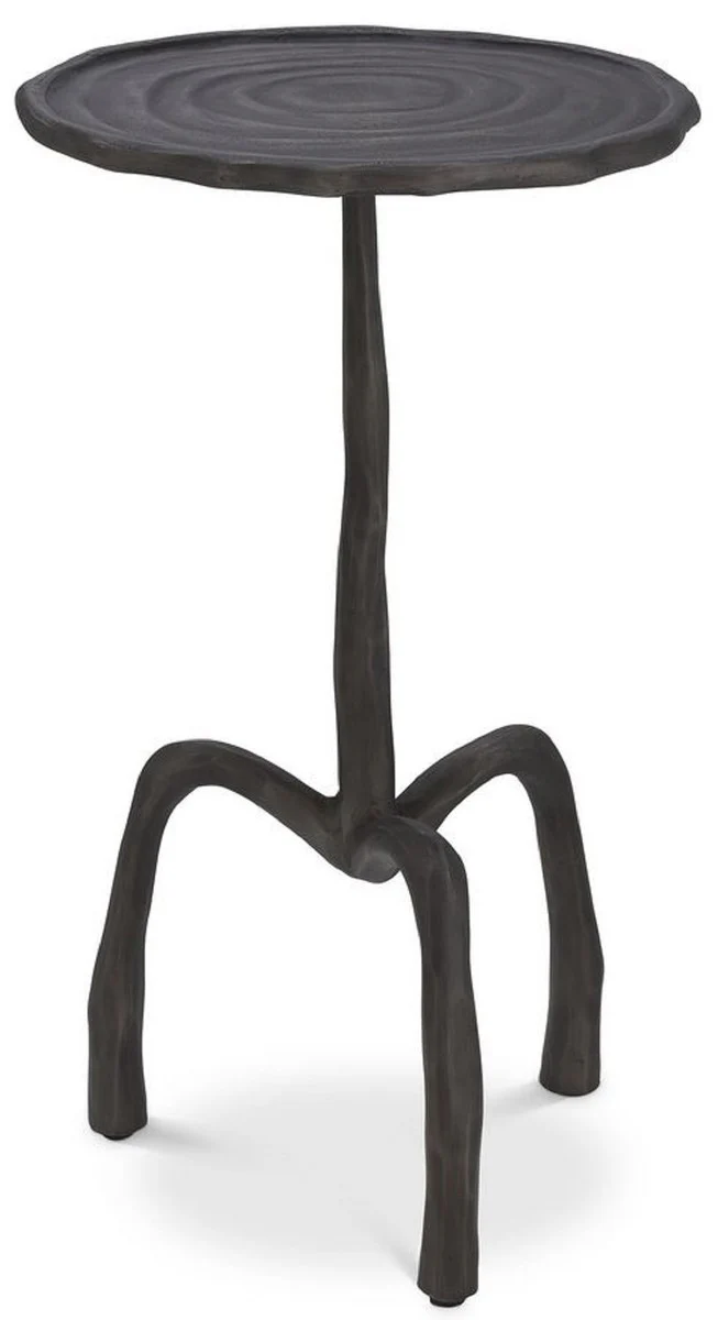 Casa Padrino mesa auxiliar de lujo bronce ? 27,5 x A. 48 cm - Mesa redonda de metal con aspecto de madera - Muebles de sal¨®n - Muebles de Lujo