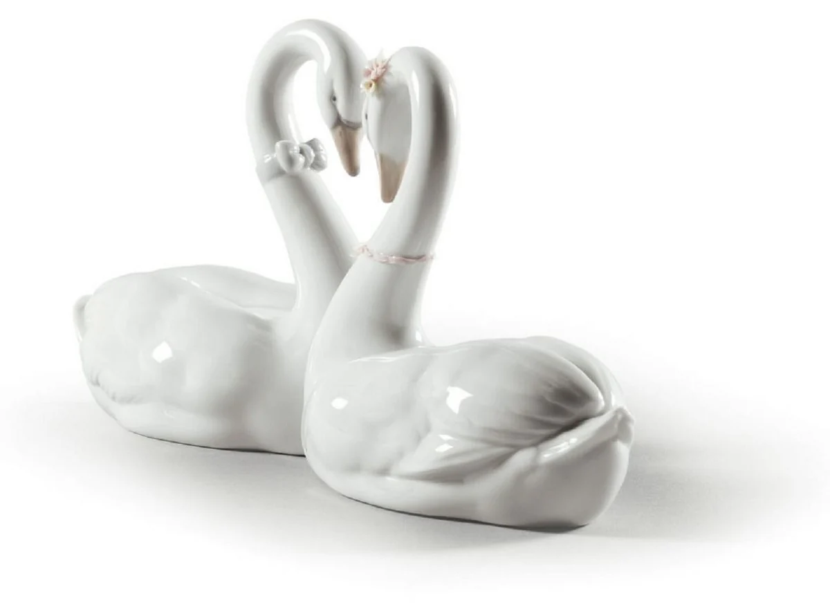 Casa Padrino figura de porcelana de lujo cisnes blanco / multicolor 27 x 10 x A. 13 cm - Escultura decorativa de alta calidad - Calidad de primera - Hecho en España
