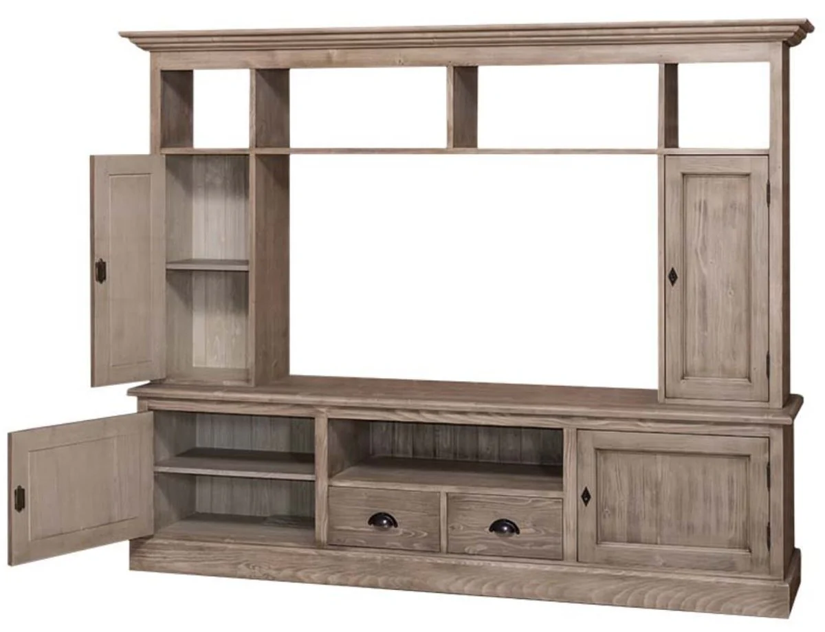 Casa Padrino Country Style Living Room TV Cabinet Natural Color 207 x 46 x H. 166 cm - Country Style Living Room Furniture