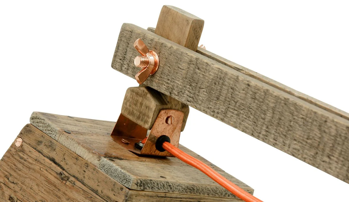 Casa Padrino lámpara de mesa de madera de pino colores naturales 90 x 30 x H. 105 cm - Lámpara de Mesa de Lujo con Cable Naranja