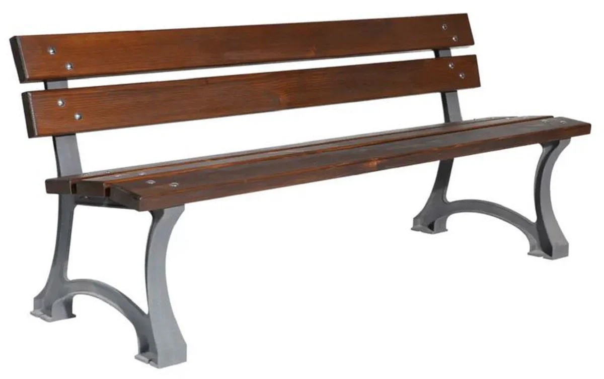 Casa Padrino Banco de Jard¨ªn de Estilo Industrial Marr¨®n Oscuro / Gris 180 cm