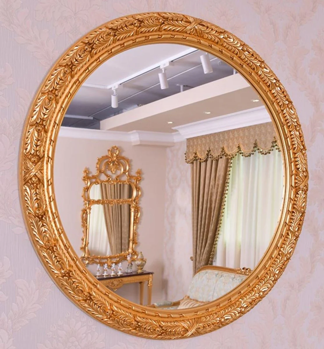 Casa Padrino espejo barroco de lujo oro ? 108 cm - Espejo de pared redondo de estilo barroco - Hecho en Italia