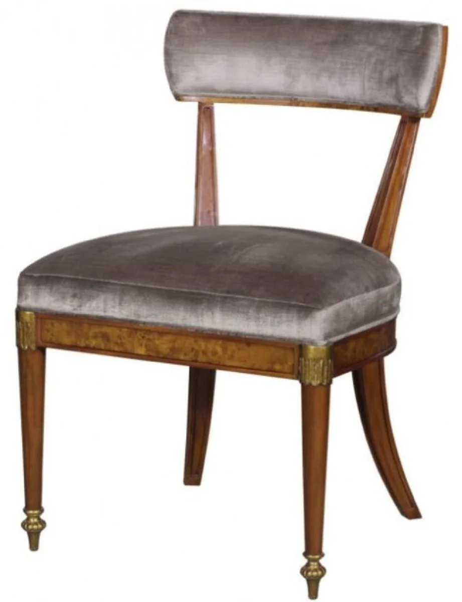 Casa Padrino silla de comedor art nouveau de lujo de marr¨®n claro / marr¨®n / lat¨®n / plata 59 x 63 x H. 88 cm - Muebles de Comedor de Lujo