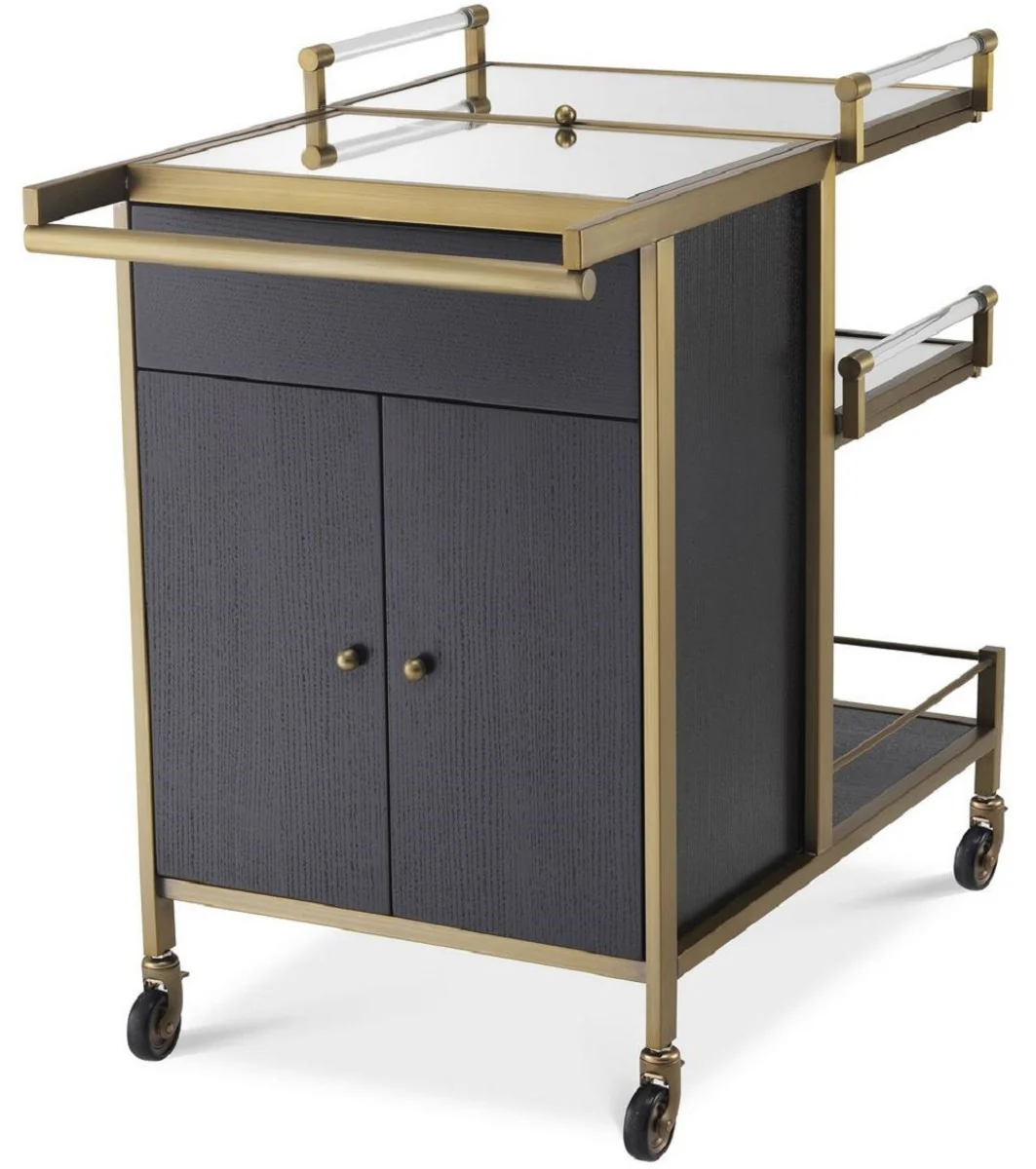 Casa Padrino carrito de servicio de lujo lat¨®n / negro 94,5 x 54 x A. 83,5 cm - Carrito para Restaurante Hotel Catering - Accesorios de Lujo