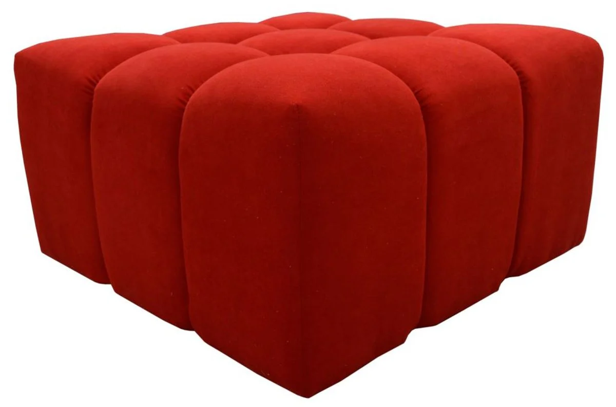 Casa Padrino Taburete de Lujo Rojo 90 x 90 x H. 50 cm - Mobiliario de Sala de Estar