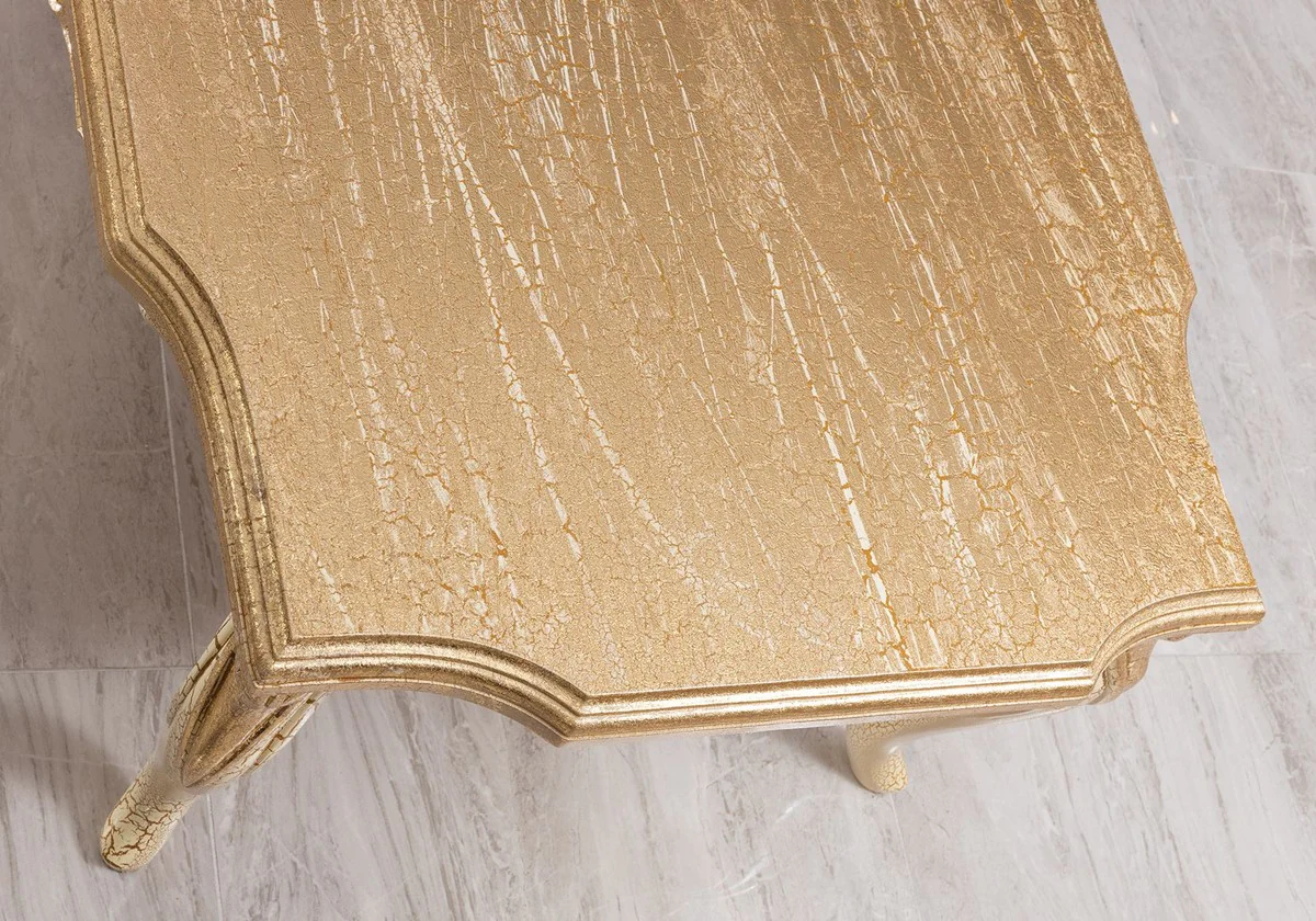 Casa Padrino mesa de centro barroco de lujo oro antiguo / blanco 120 cm - Muebles de sal¨®n de estilo barroco