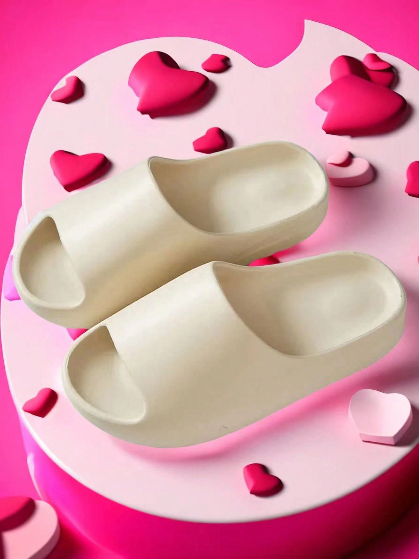 Unisex Chunky Slide Sandals, Couple Soft Indoor Outdoor Slipper Shoes, White