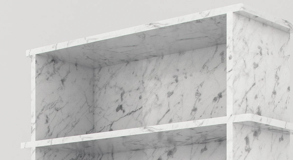 Casa Padrino armario de estanter¨ªa de lujo de m¨¢rmol blanco 100 x 32 x A. 140 cm - Armario de M¨¢rmol de Carrara con 3 Estantes - Armario de Sal¨®n - Armario de Oficina