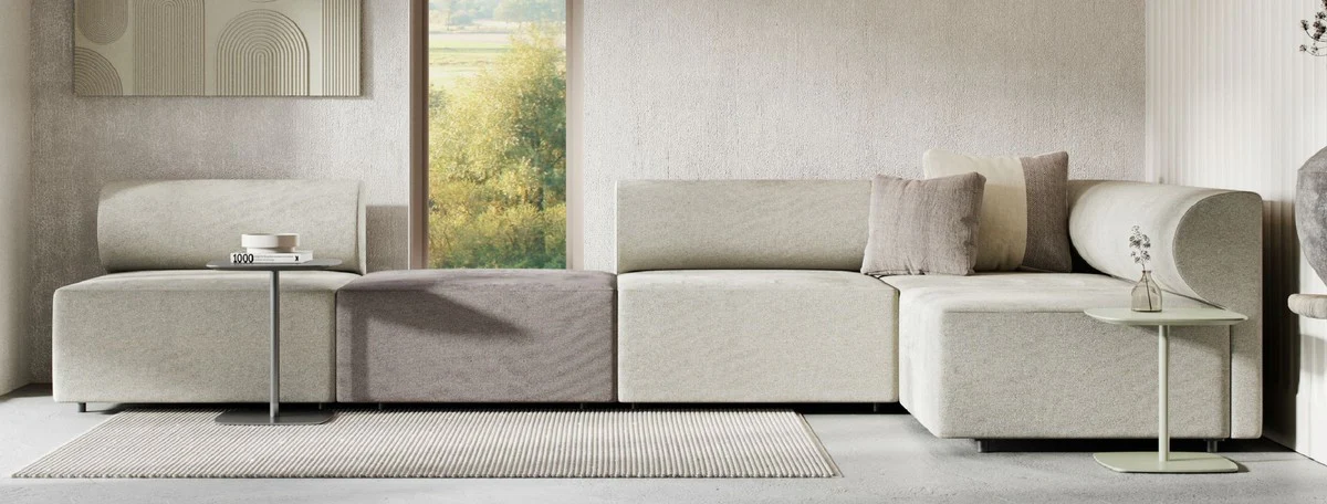 Casa Padrino Sof¨¢ Esquinero de Lujo Gris / Gris Oscuro 360 ??x 180 cm - Sof¨¢ de Sal¨®n Modular - Muebles de Lujo