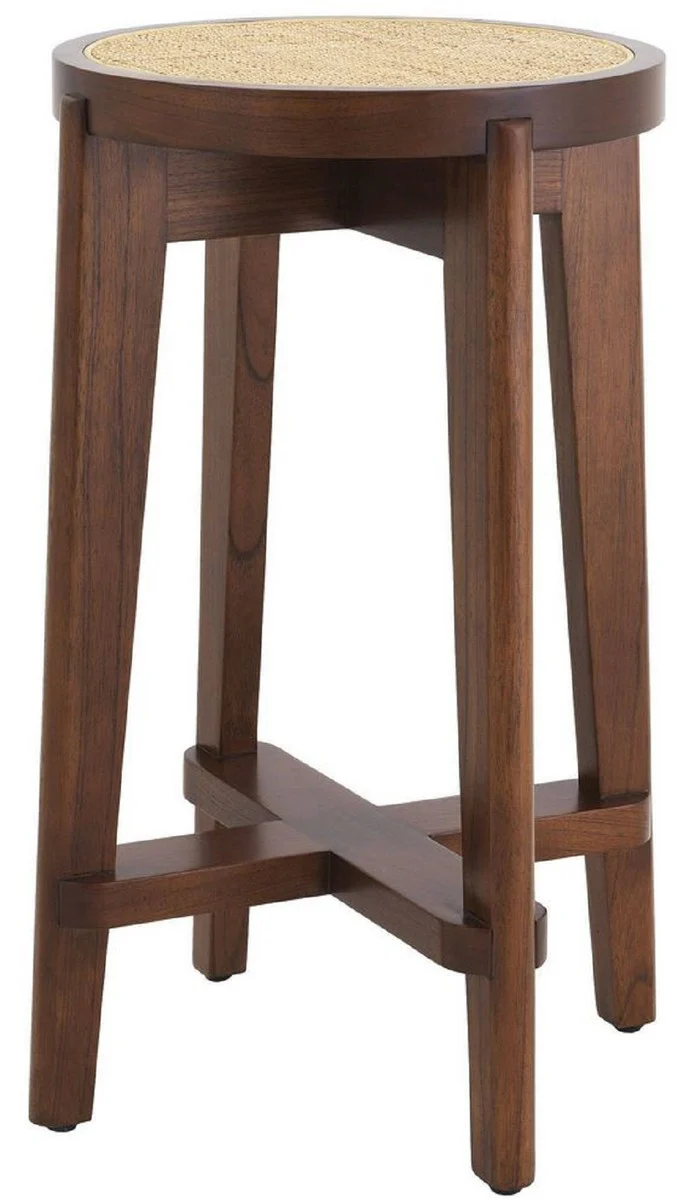 Casa Padrino taburete de bar de lujo marr¨®n / natural ? 44 x A. 67 cm - Taburete redondo de madera maciza - Muebles de Bar