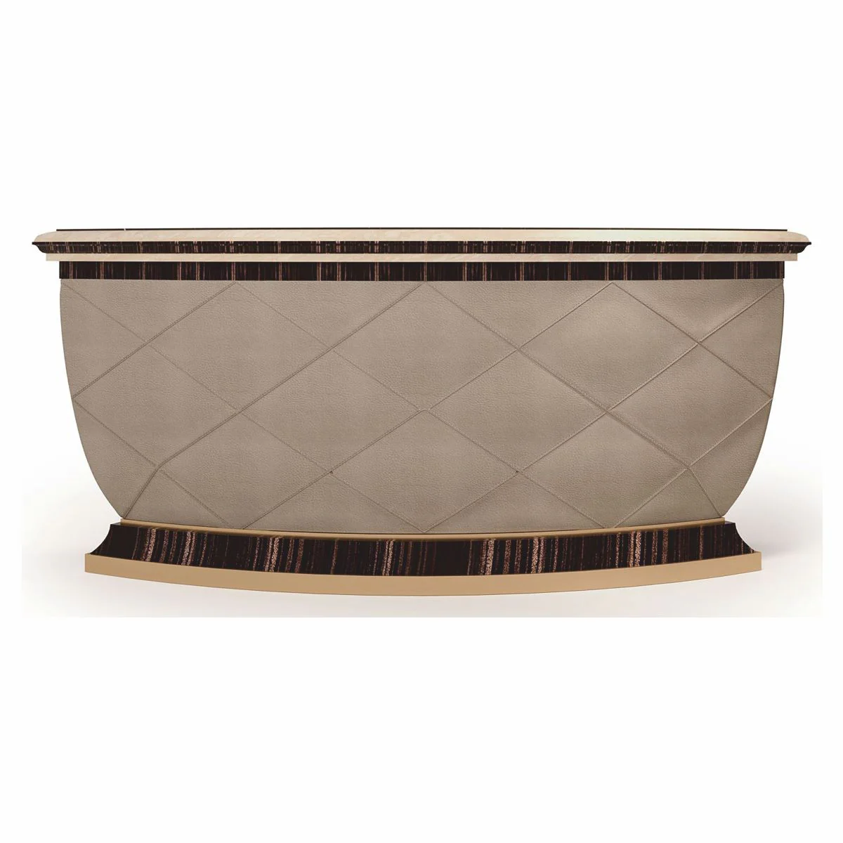 Casa Padrino Barra de Bar de Lujo con Refrigerador Beige / Negro / Oro / Bronce 225 x 102 x A. 98 cm - Mesa de Bar Hecha a Mano - Bar en Casa - Muebles de Hotel - Calidad de Lujo - Hecho en Italia