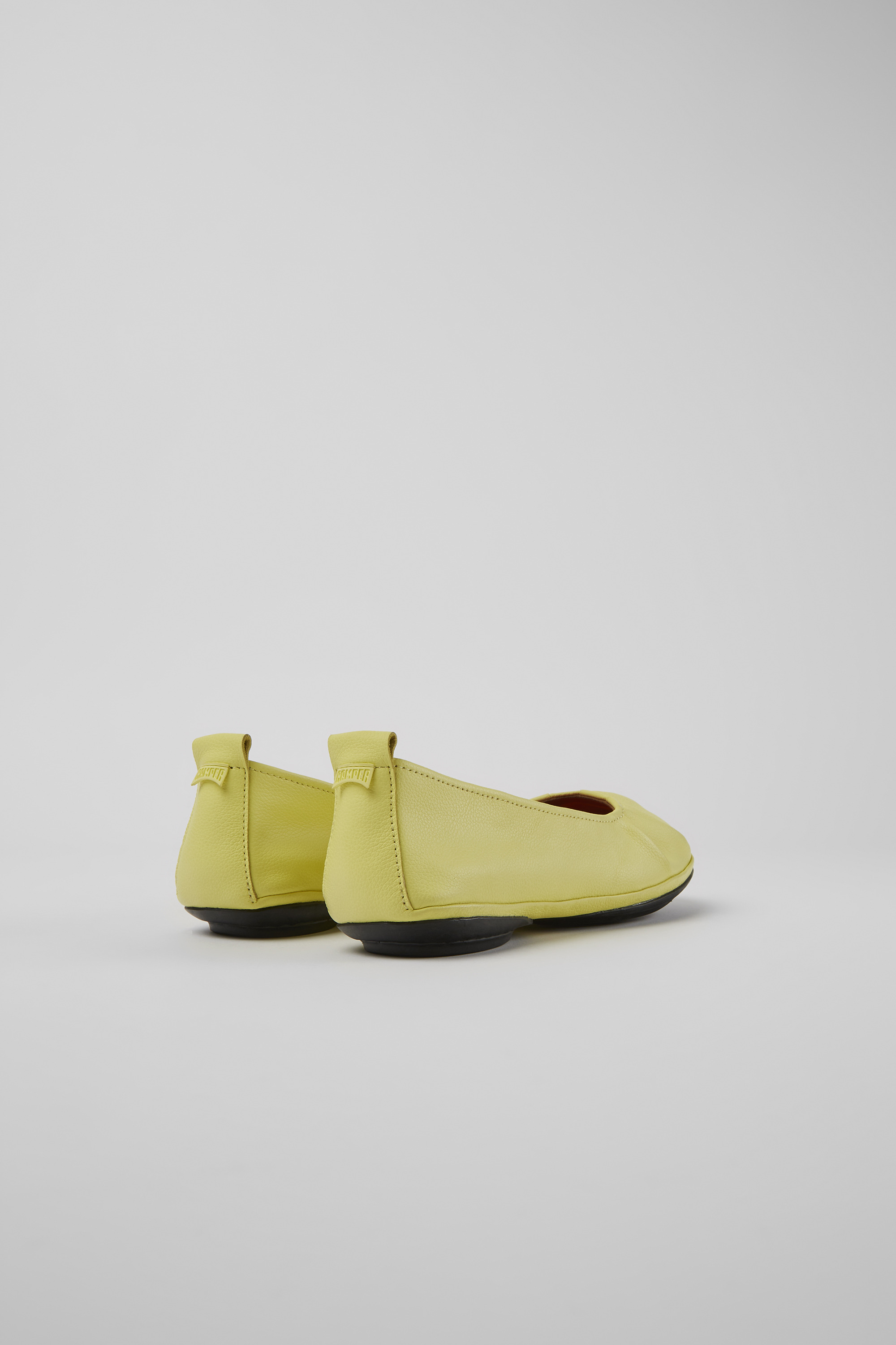Right - Yellow leather ballerina flats for women