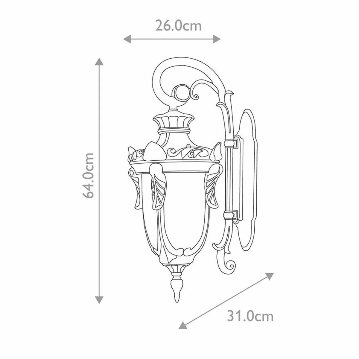 Casa Padrino l¨¢mpara de pared de exteriores barroco bronce / champagne A. 64 cm - Iluminaci¨®n exterior