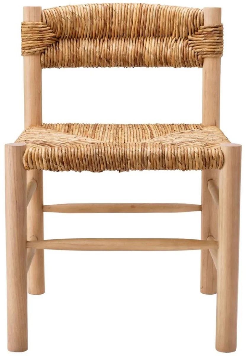 Casa Padrino silla de comedor de lujo natural 54 x 62,5 x A. 80,5 cm - Silla de cocina de madera maciza - Muebles de comedor - Muebles de lujo - Interiores de comedor de lujo