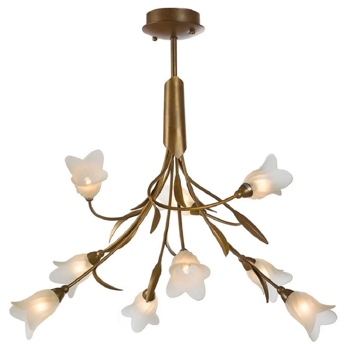 Casa Padrino lámpara colgante de lujo latón / blanco Ø 60 x H. 65 cm - Lámpara Colgante para Sala de Estar