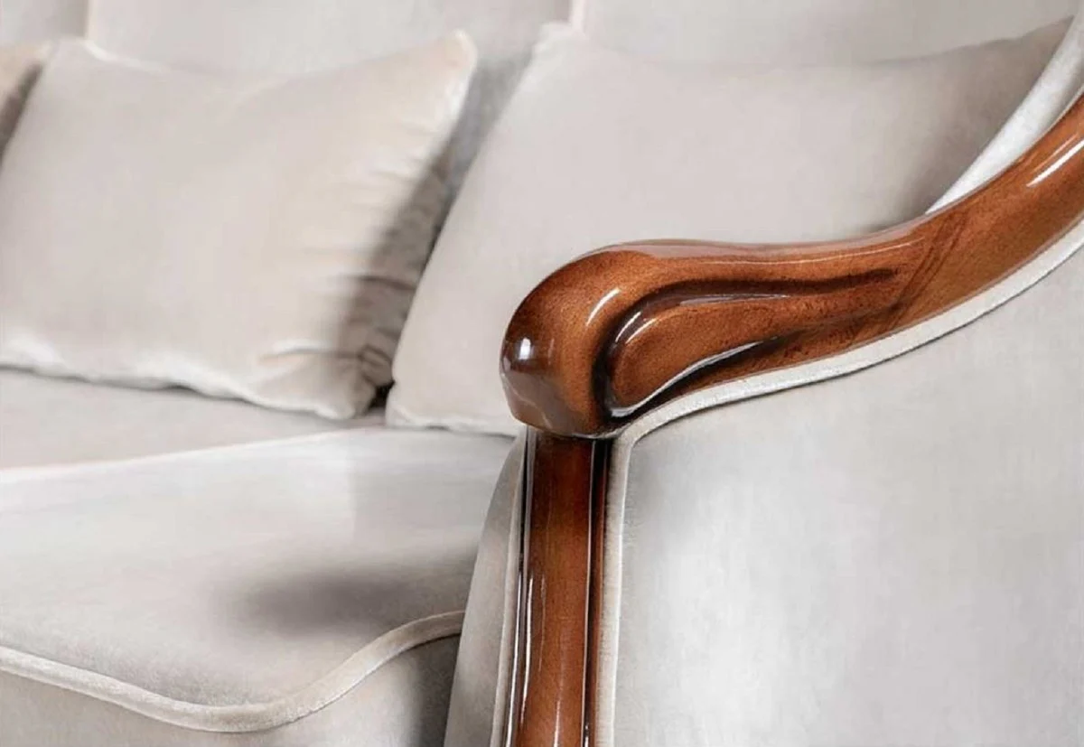 Casa Padrino sof¨¢ Art Nouveau de lujo gris / marr¨®n oscuro alto brillo 202 x 85 x A. 100 cm - Sof¨¢ de sal¨®n elegante - Muebles de sal¨®n - Muebles de lujo en estilo Art Nouveau