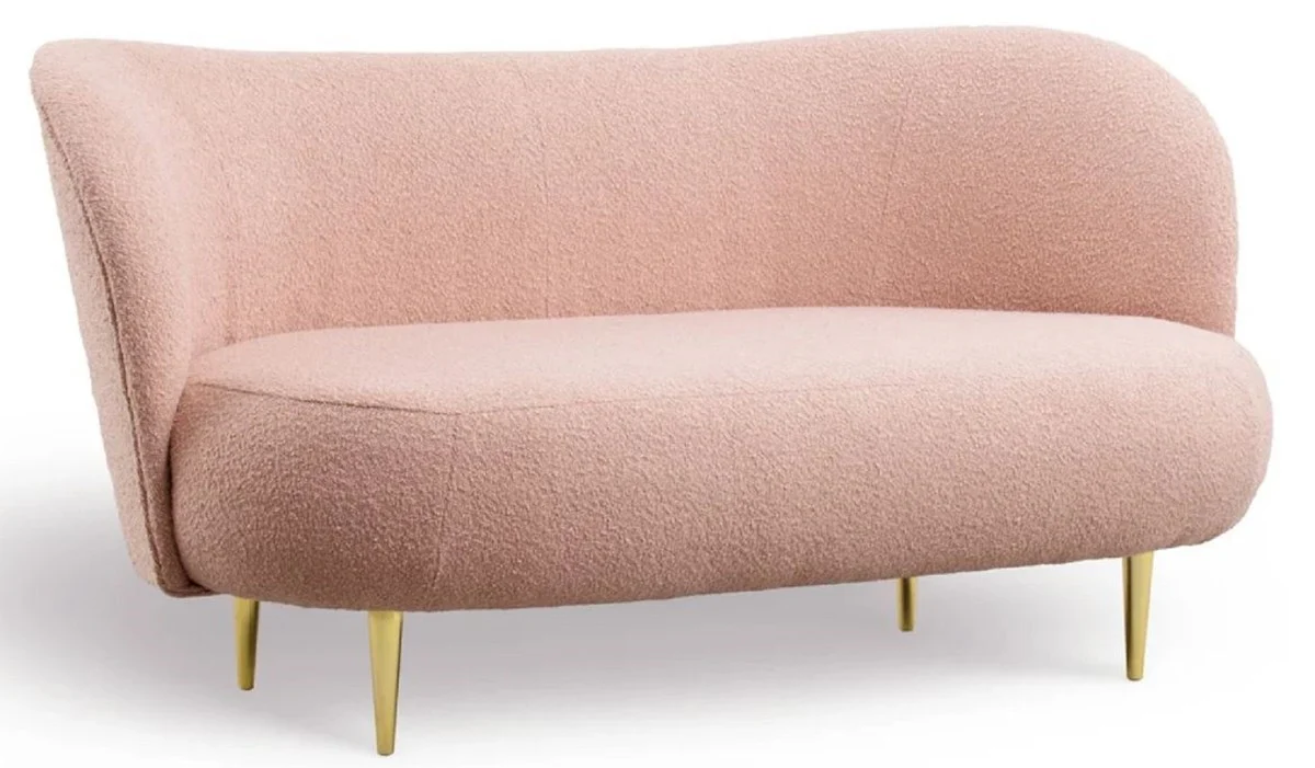 Casa Padrino sof¨¢ de lujo de 3 plazas rosa / oro 180 x 72 x A. 80 cm - Sof¨¢ de sal¨®n con respaldo curvo - Muebles de sal¨®n - Muebles de lujo - Interiores de sal¨®n - Interiores de lujo