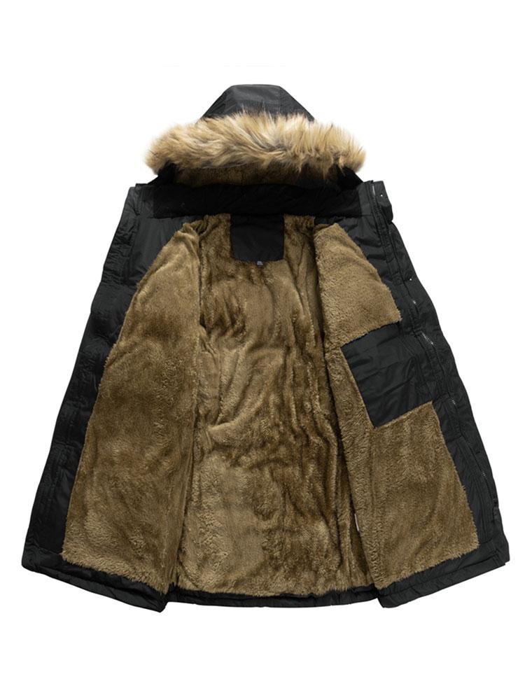 Faux Fur Collar Detachable Hooded Coat