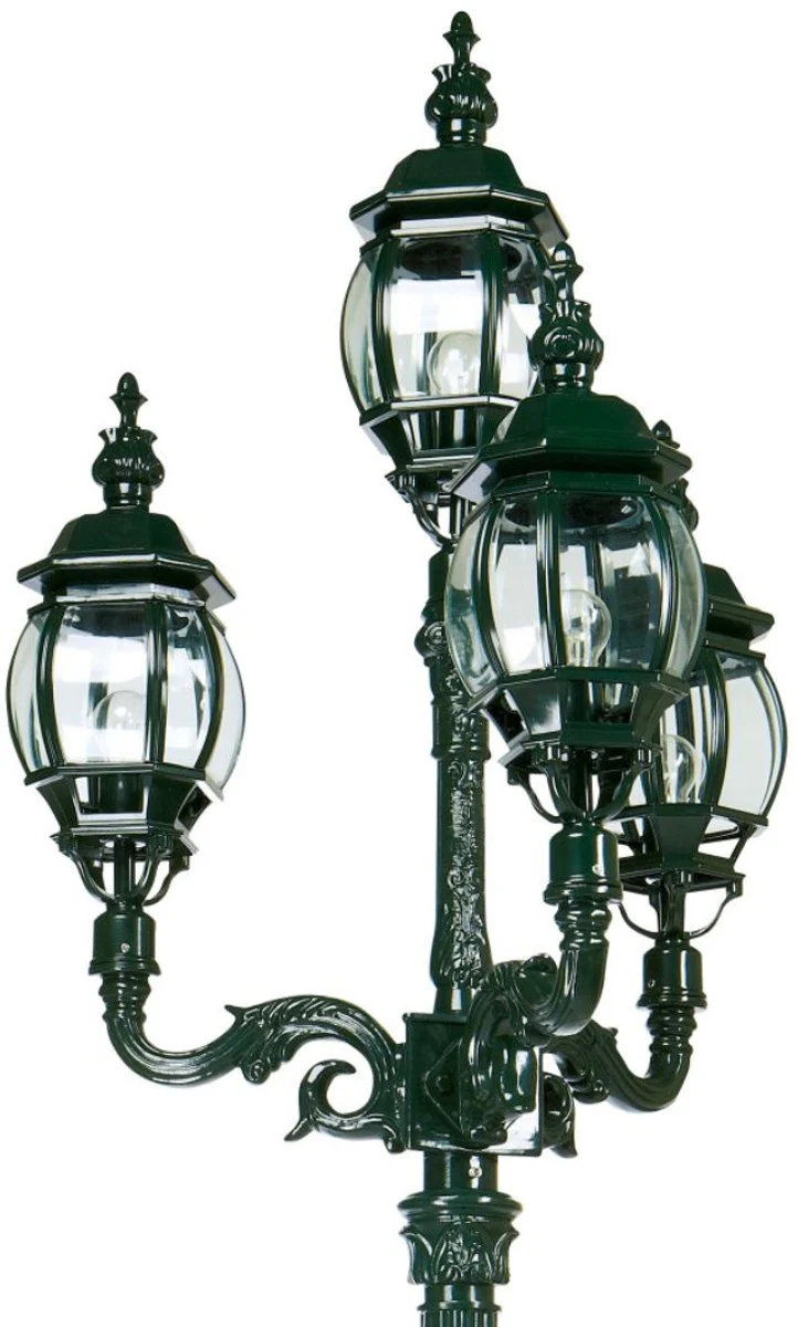 Casa Padrino farol de jardín barroco verde 73 x 73 x A. 281 cm - Elegante lámpara de pie para exterior hecha de aluminio de alta calidad y cristal facetado - Iluminación nostálgica de jardín