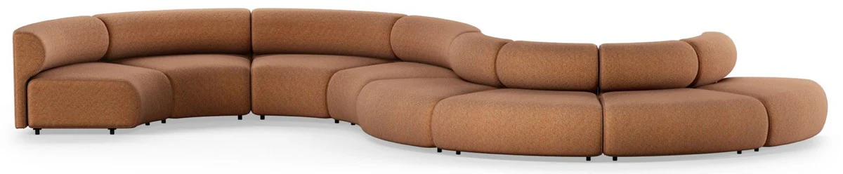 Casa Padrino sof¨¢ de lujo marr¨®n 590 x 340 x A. 72 cm - Sof¨¢ modular curvo de 8 piezas - Sof¨¢ de hotel - Muebles de sal¨®n - Muebles de hotel - Muebles de lujo