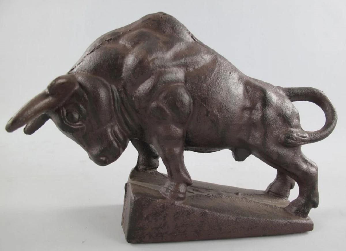 Casa Padrino figura decorativa de metal toro marr¨®n 27 cm - Figura decorativa de escritorio