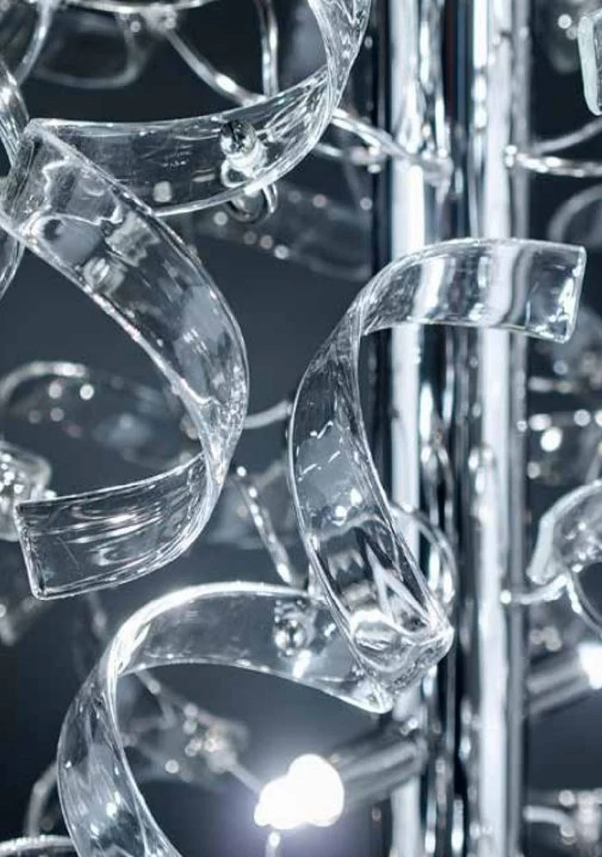 Casa Padrino lámpara de pie LED de lujo plata Ø 40 x A. 170 cm - Lámpara de pie de salón con 60 elementos de vidrio - Lámpara de pie de hotel - Calidad de Lujo - Hecho en Italia