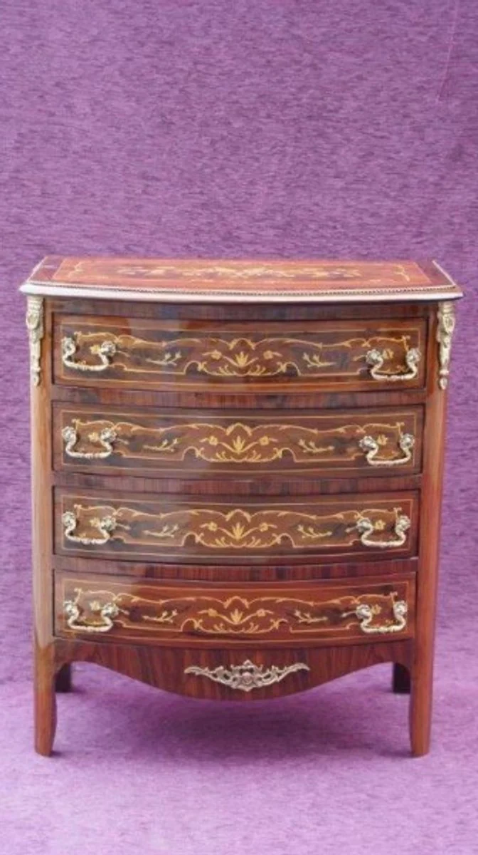 Casa Padrino Baroque chest of drawers with 4 drawers inlaid Brown H 89 cm, W 80 cm - Model Mahogany