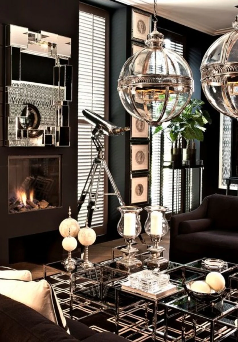 Casa Padrino luxury decoration of 3 spherical sculpture buffalo horn / brass nickel - Hotel facility