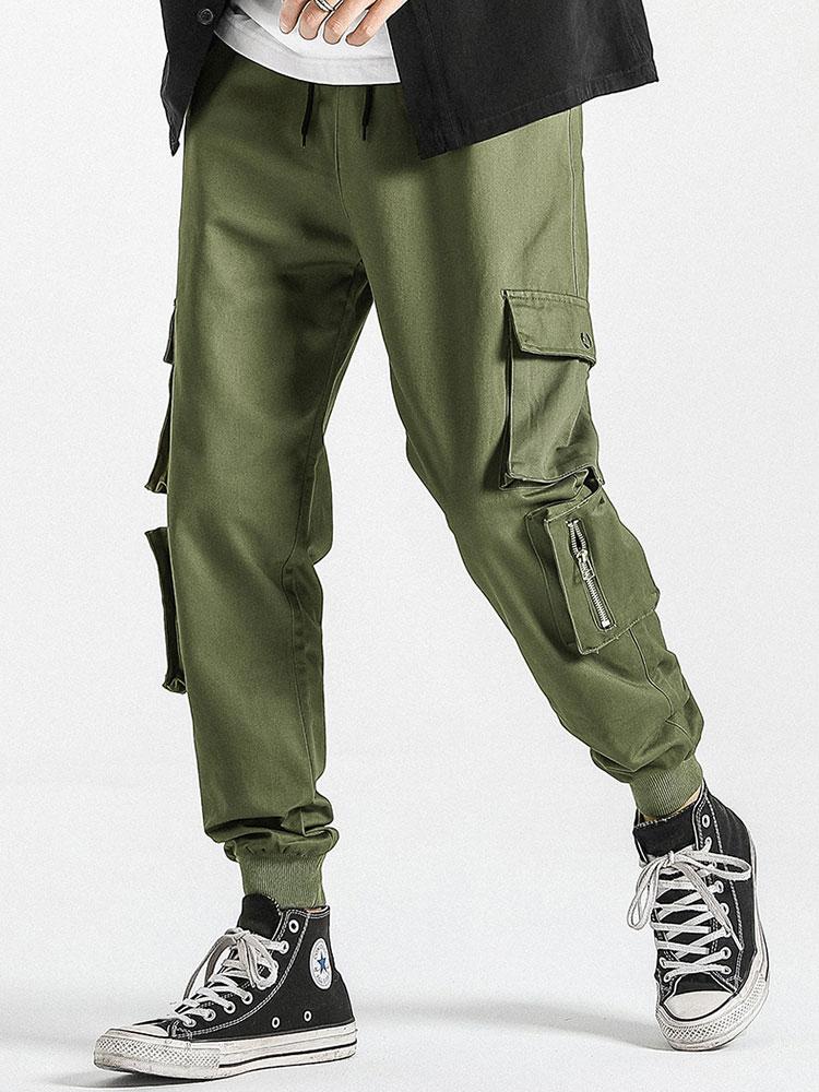 Drawstring Elastic Waist Cargo Joggers