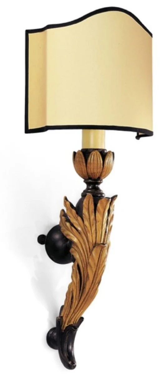 Casa Padrino lámpara de pared barroco de lujo oro antiguo / crema / negro 10 x 20 x A. 50 cm - Magnífica lámpara de pared estilo barroco - Noble y Magnífica - Calidad de Lujo - Hecho en Italia