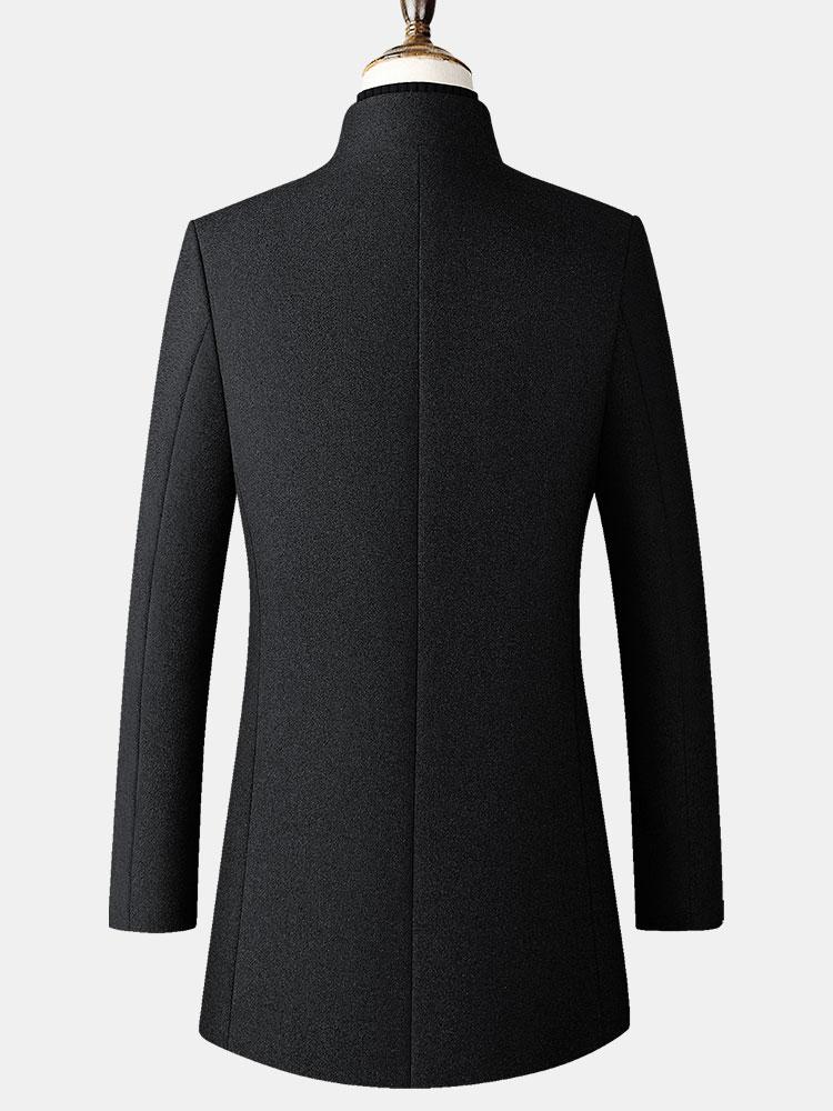 Funnel Neck Woolen Overcoat