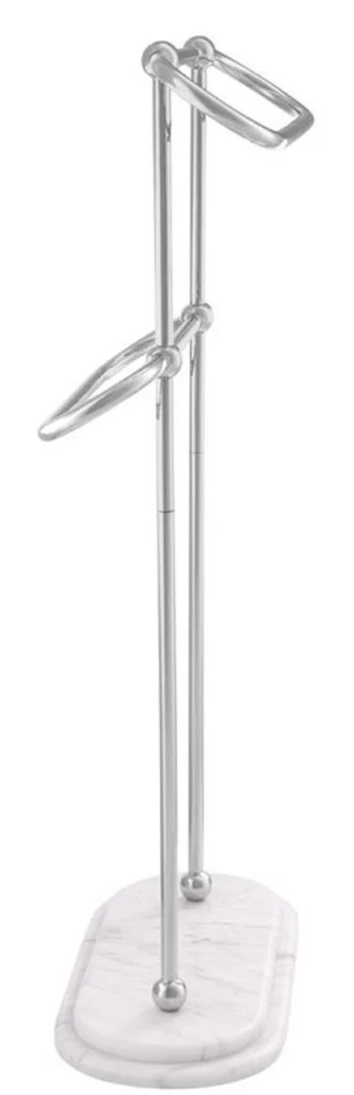 Casa Padrino Toallero de Lujo Plata / Blanco 50 x 22 x H. 91 cm - Accesorios de Ba?o de Lujo