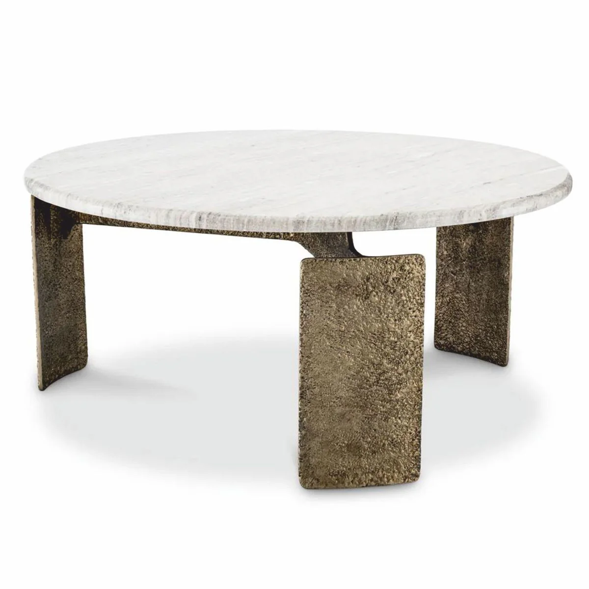 Casa Padrino mesa de centro de lujo con tapa de m¨¢rmol lat¨®n antiguo / beige ? 100 cm