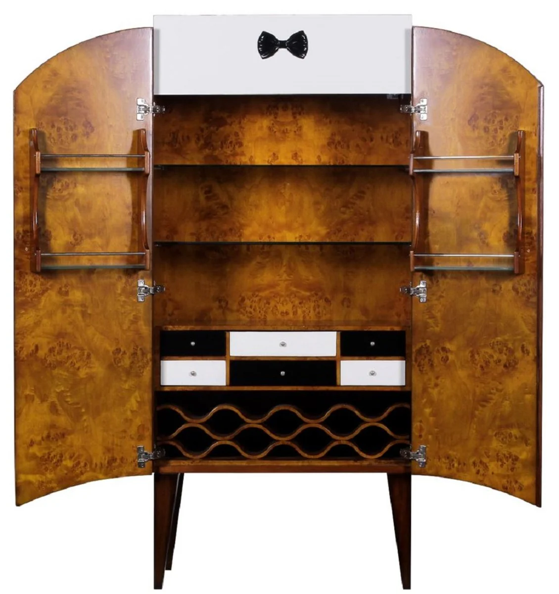 Casa Padrino armario bar Art Deco de lujo marr¨®n / blanco / negro 80 x 45 x A. 170 cm - Armario para vino de madera maciza - Muebles de Bar - Muebles de Hotel - Calidad de Lujo