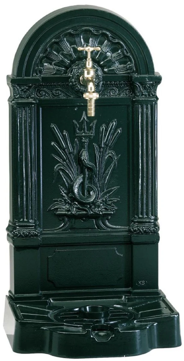 Casa Padrino fuente de pared Art Nouveau verde 33 x 30 x A. 75 cm - Fuente de decoración de jardín nostálgica con grifo - Accesorios de Jardín