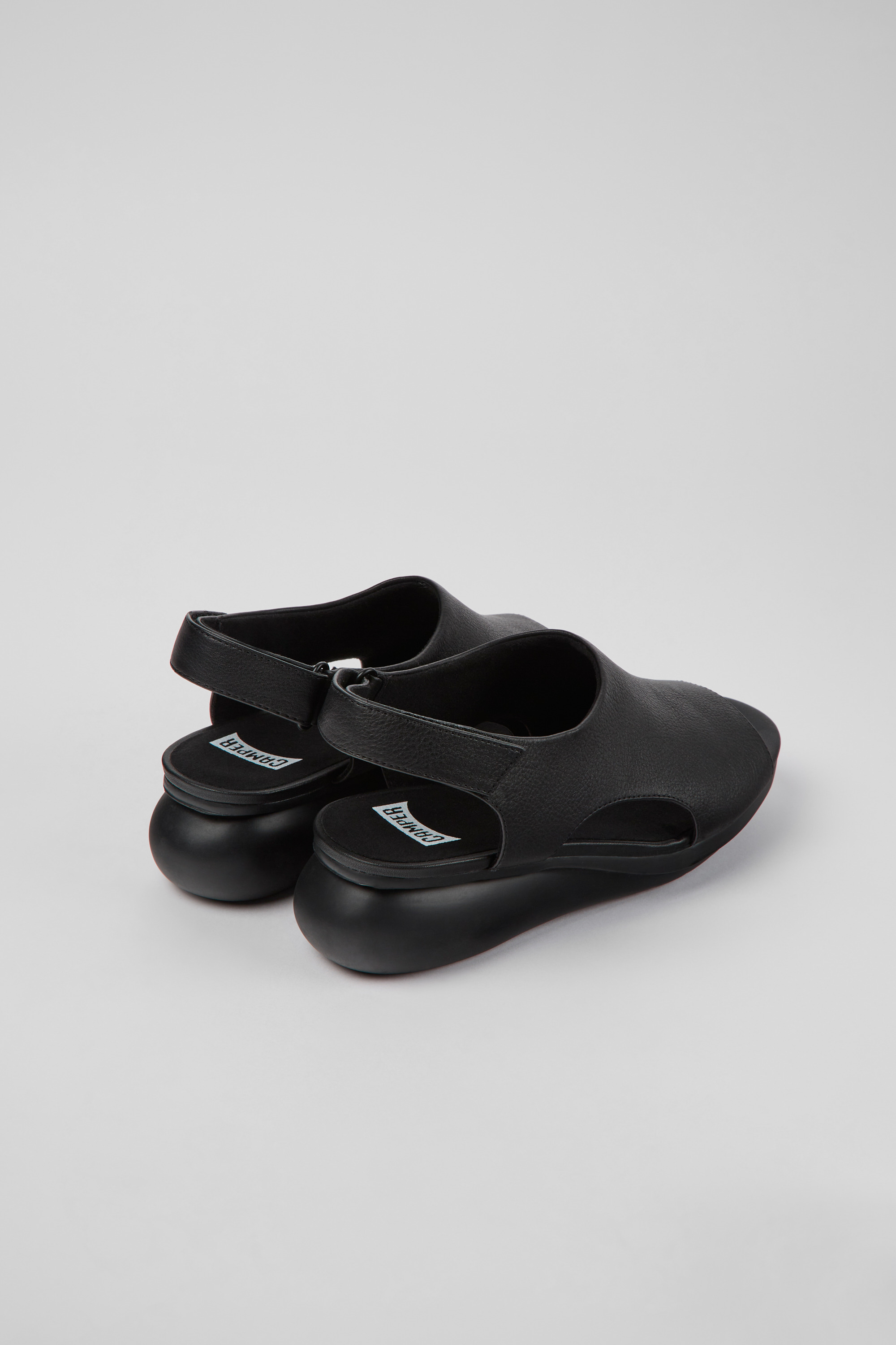Balloon - Black leather sandals for women