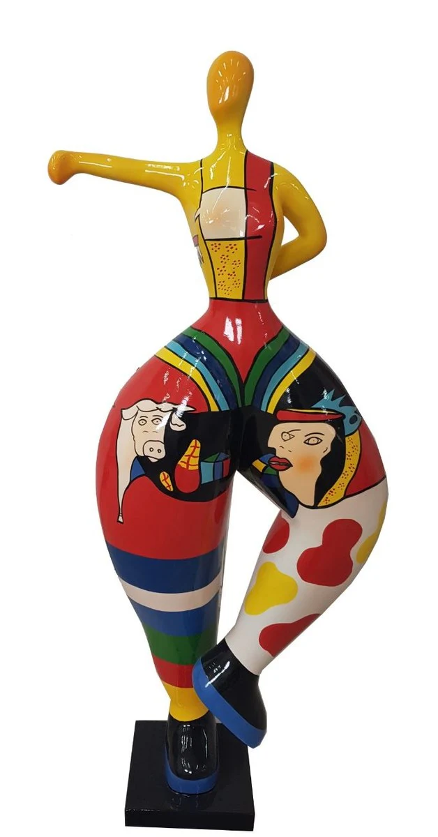 Casa Padrino escultura de diseño mujer haciendo deporte multicolor A. 85 cm - Escultura de Decoración de Jardín - Figura de Jardín de Lujo