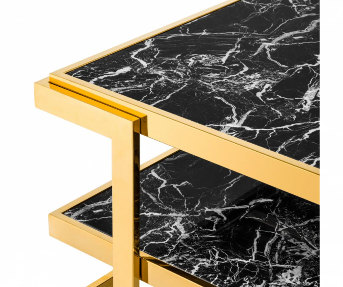 Casa Padrino Art Deco luxury coffee table faux marble gold finish - living room coffee table - Luxury Quality